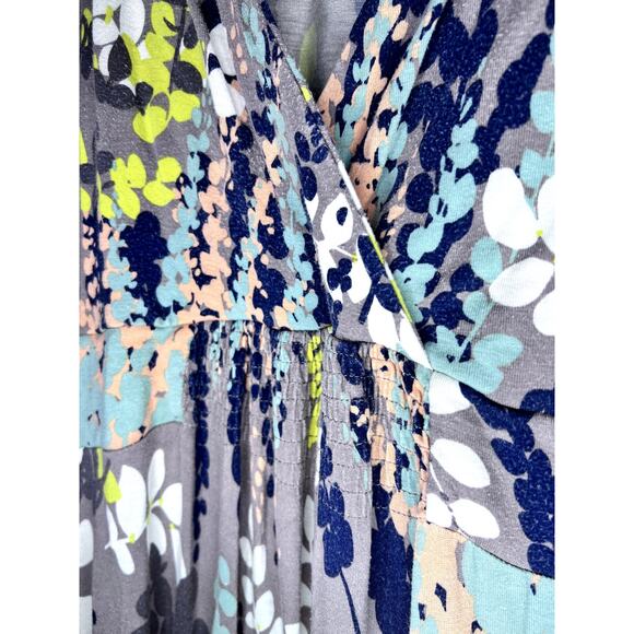 Boden Sleeveless Boho Gray Blue Floral V Neck Stretchy Maxi Dress - Picture 4 of 11